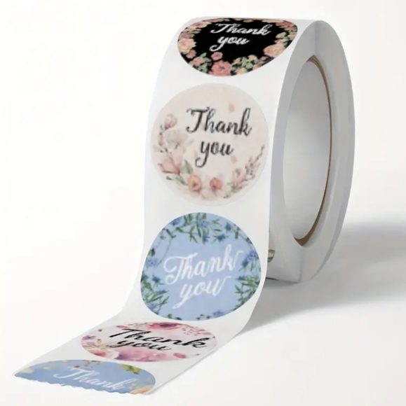 500pc🌼 Floral "Thank You" Stickers ♡ 4 Color/8 Design Variety Pack ☆》NWT《☆ - Picture 2 of 5